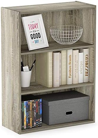 Furinno PASIR Book Shelf, 3-Tier Bookshelf, Storage Shelves Bookcase, 9.7 x 23.7 x 31.5, for Living Room, Bedroom, Home 