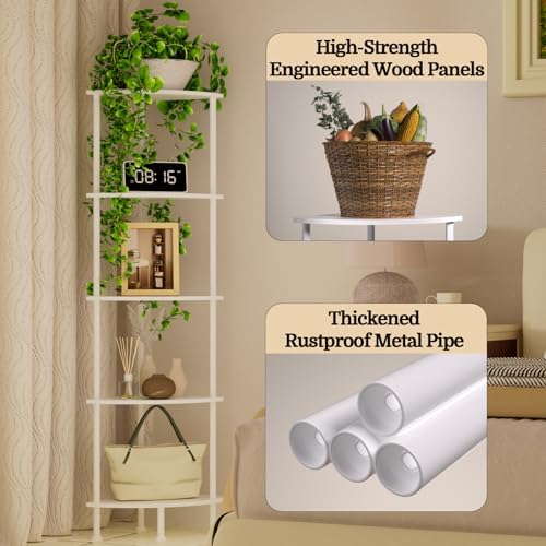 5-Tier Corner Shelf Stand, 52" Industrial Corner Display Rack for Living Room, Bookshelf, Tall Display Shelf, Plant Stan
