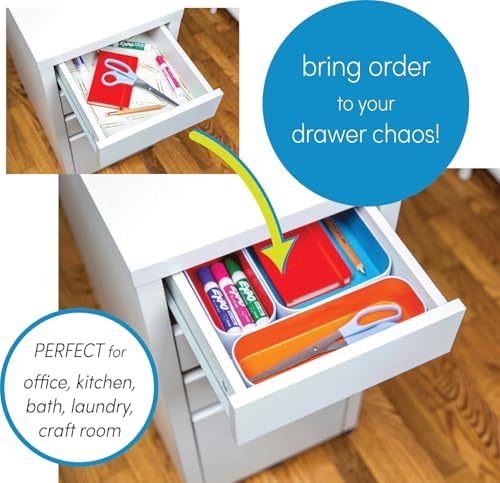 Three by Three Seattle Metal Drawer Organizer Tray Set, 5-Pc, 1" (Assorted)