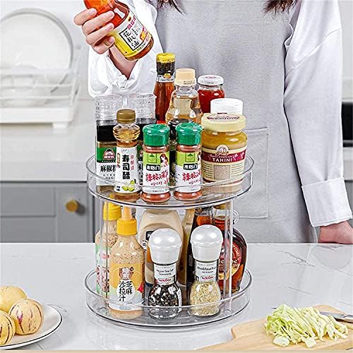 2 Tier Clear Lazy Susan Organizer, 360 Degree Rotating Round Lazy Susan Turntable 9" Non-Skid Rotating Organization Stor