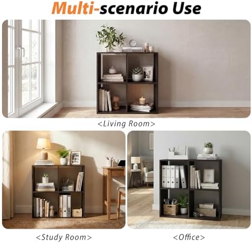 WannabeMyself【Easy Assembly】 4 Cube Storage Organizer with Anti-Tipping Kits,Reversible Open Back Book Shelf, Bookcase f