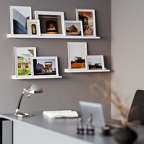 Wallniture Denver Multi Size 48"-24"-24" Floating Shelves for Picture Frames Collage Wall Decor, Living Room Picture Led
