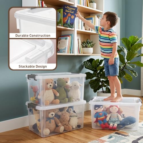 Citylife 2-Pack 32 QT Clear Plastic Storage Bins with Latching Lids