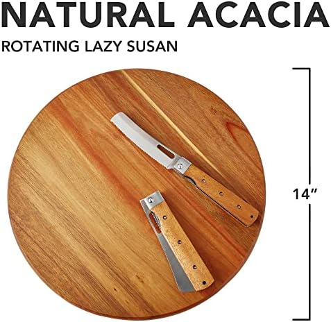 Acacia Wood Lazy Susan, Wood Turntable Tray Cabinet Organizer,14" (Two Pieces)