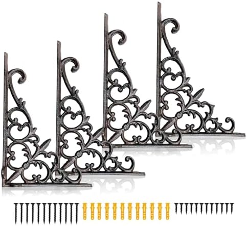 Z Metnal Decorative Shelf Brackets, 6 x 9 inch, Cast Wrought Iron Metal Mailbox Bracket, Wall Decor, Modern Shelving Bra
