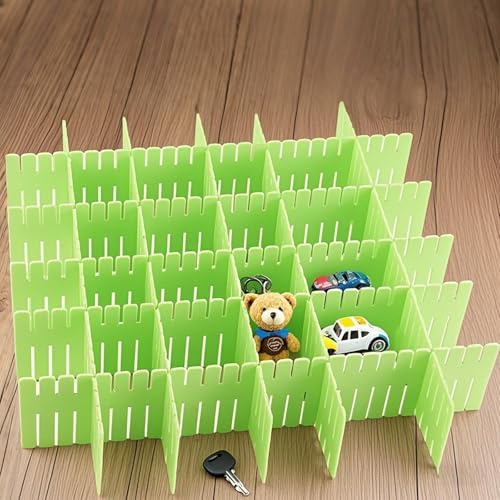 ZOENHOU 60 PCS Green Drawer Dividers, 12.6 x 2.8 Inch Adjustable Premium Plastic Drawer Divider Organizers for Makeup Dr