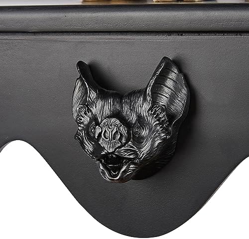 Gothic Bat Corner Shelves 2 Pack - Black Spooky Dark Aesthetic Floating Shelves, Wall Mounted Wooden Storage for Bedroom