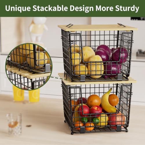2 Pack Stackable Potato Onion Bins, Pantry Organizers and Storage