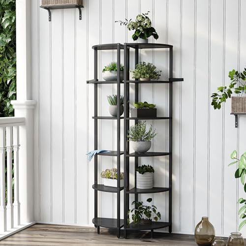 6 Tier Corner Shelf 63.1" Tall Corner Shelves Stand Ladder Shelf Black