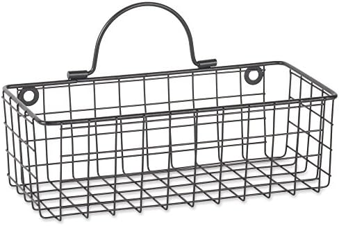 DII Farmhouse Vintage Décor, Wire Wall Basket, Small, Black, 2 Piece