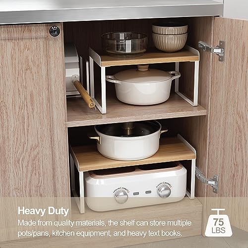 Mitus Stacking Wood Shelf Organizer, Counter Cabinet Storage Rack, 12 inch
