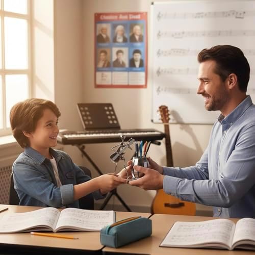 MyGift Guitar Pen Holder Desk Office Decor Gift For Men