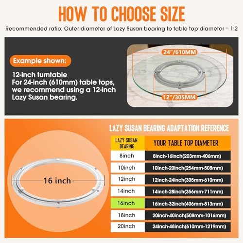 Lazy Susan Hardware 16 Inch, 500lbs Heavy Duty Bearing