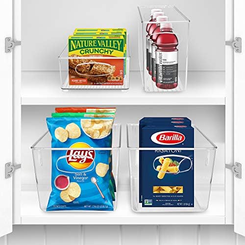 Sorbus Plastic Storage Bins Stackable Clear Pantry Organizer Box Bin for Organizing Kitchen Fridge, Food, Snack Pantry, 