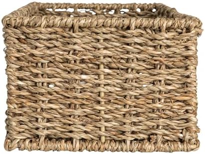 Household Essentials Handwoven Seagrass Rectangular Storage Basket, Natural