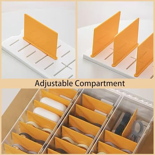 3 Pack Clear Cable Organizer Box with Lid, Plastic Charger Cable Cord Storage Organizer, Stackable Office Desk Organizer