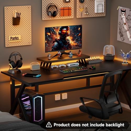Monitor Stand - 24 Inch Wood Monitor Stand Riser, 220 Pounds Load Capacity Desk Monitor Riser for Laptop/PC/Printer, Des