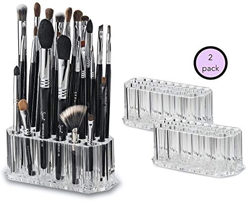 Acrylic Makeup Brush Organizer Slim Handle Storage Holder 26 Space Organization Cosmetic Storage Display Case Refillable
