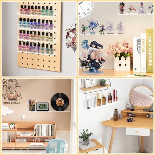 2-Pack Acrylic Spice Rack 15 Inch Wall Mount with Removable Guards