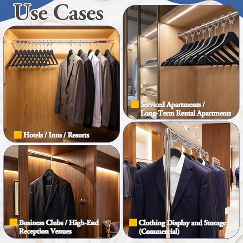 12 Pack Hotel Suit Hangers 17.5" Anti-Theft Security Hangers, Black