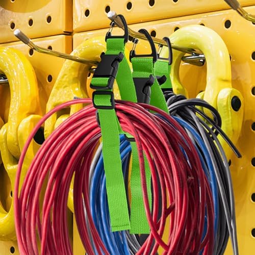6 Pack Adjustable Extension Cord Holder Straps,Green