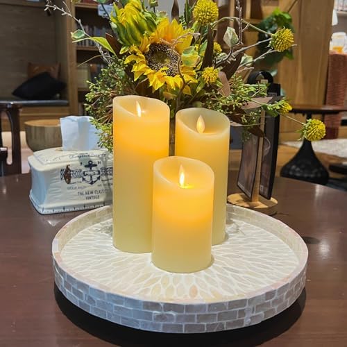 12.5" Lazy Susan for Table Top – Mother of Pearl Spinning Turntable Serving Tray, Marble Lazy Susan Organizer for Dining