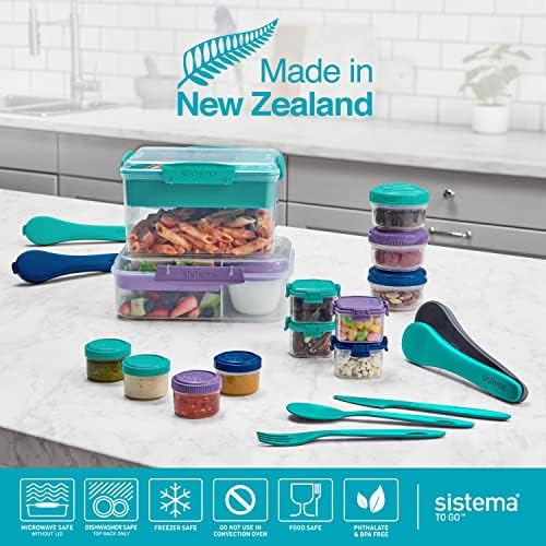 Sistema To Go Collection Mini Knick Knack Snack Container, 2 oz./60 mL, Pink/Green/Blue/Purple, 4 Count