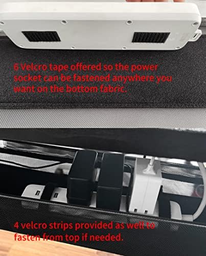 Under Desk 35 Inch Mesh Fabric Cable Management Tray, Power Cable Holder, Cord Organizer, Make Wire Tidy for Height Adju