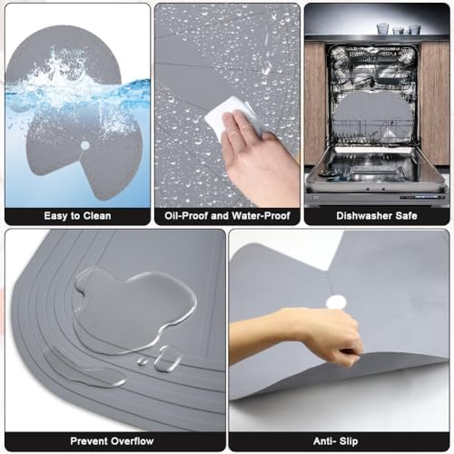 2 PCS 26" Lazy Susan Shelf Liner, Jaxbo Silicone Lazy Susan Liner for Dual Tier Pie Cut Organizer,Non-Slip Thermal Prote