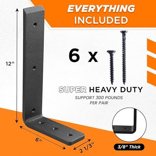 BATODA 12” Countertop Support Steel Brackets (2 PCS), Heavy Duty L Bracket
