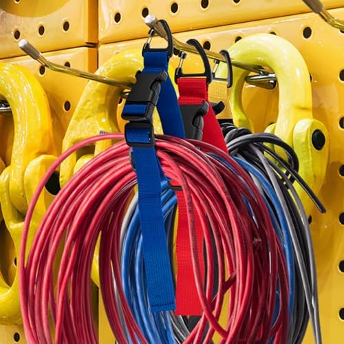 6 Pack Adjustable Extension Cord Holder Straps,Red & Blue & Yellow