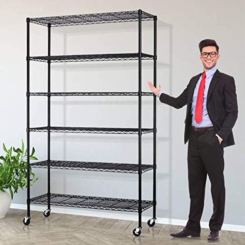 6-Tier Heavy Duty Wire Shelving Unit with Wheels - 2100lb Capacity, Adjustable NSF Metal Storage Rack 45" L×18" W×78" H 