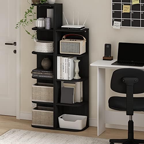Furinno PASIR Book Shelf, 5-Tier Corner Bookshelf with Open Shelf, Standing Bookcase, 9.3 x 12 x 51.7, for Organization 