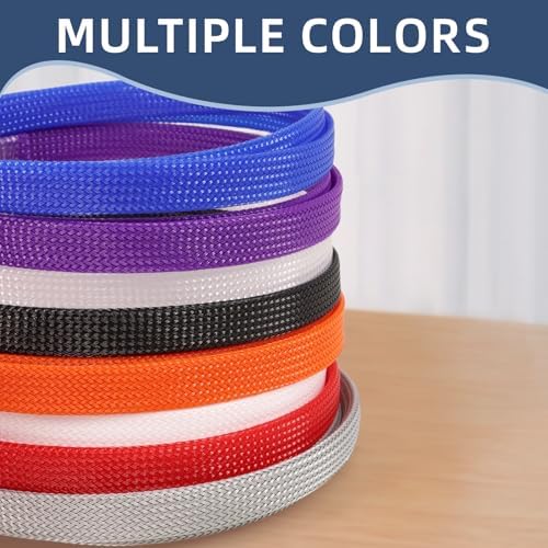 Braided Sleeving, PET Expandable Cable Sleeve, Mesh Cable Management for TV, Computer, Home Theater, Flexible Cord Prote