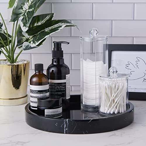 Italian 100% Marble Round Vanity Tray 10'', Decorative & Fruit Serving Trays for Bathroom, Kitchen, Nightstand, Jewelry 