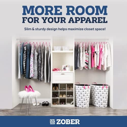 Zober Velvet Hangers 50 Pack - Heavy Duty Pink Hangers for Coats, Pants & Dress Clothes - Non Slip Clothes Hanger Set - Space Saving Felt Hangers for Clothing
