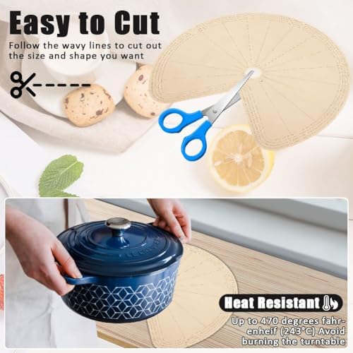 2 PCS 26" Lazy Susan Shelf Liner, Jaxbo Silicone Lazy Susan Liner for Dual Tier Pie Cut Organizer,Non-Slip Thermal Prote