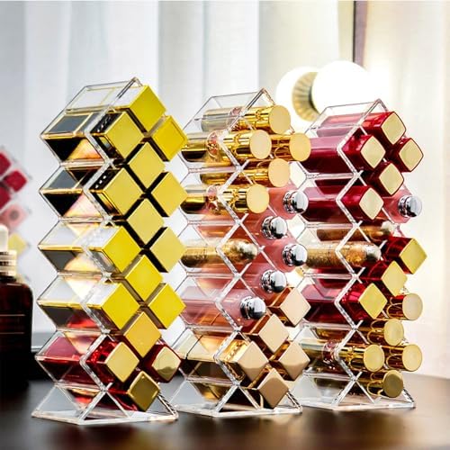 4 Pack Acrylic Lipstick Holder Organizer 64 Slots Clear Lip Gloss Holder Organizers Stackable Fish Shape Lipsticks Tower