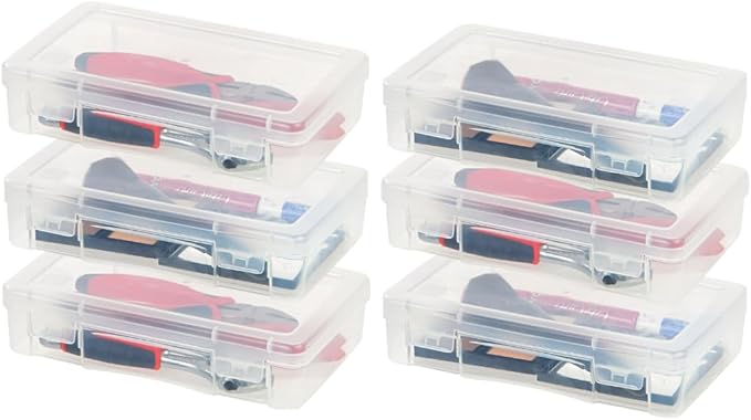 IRIS USA Clear Storage Cases, 6-Pack, |Made in USA|, Plastic Bead Organizing Containers with Snap Lid for Arts, Crafts, Ephemera, Stickers, & Dance Cheer, Clear - Medium