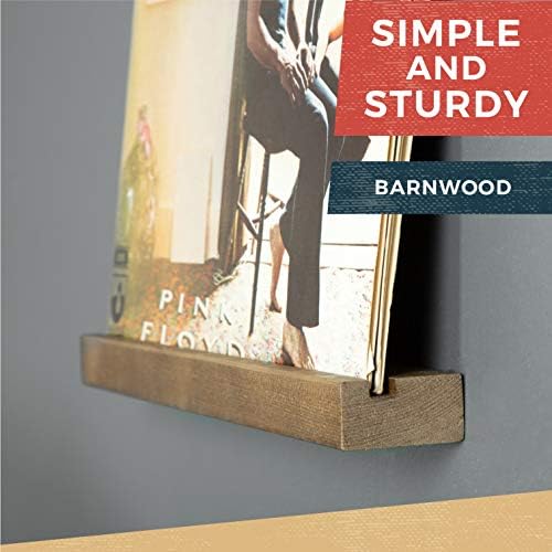 Ilyapa Vinyl Wall Mount Floating Record Shelves- 6 Pack, Barnwood Wood