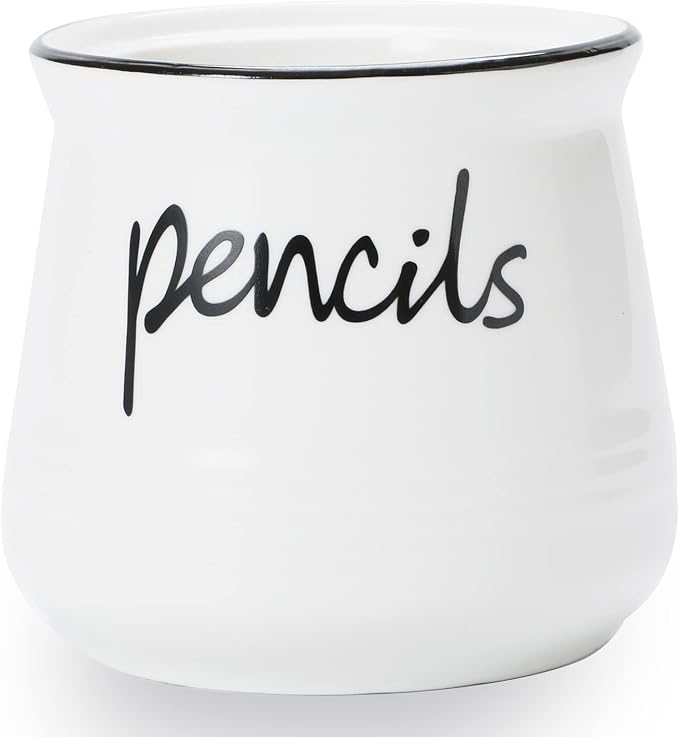ONTUBE Porcelain Pencils Holder Stand,Ceramic Pens Holder (White)