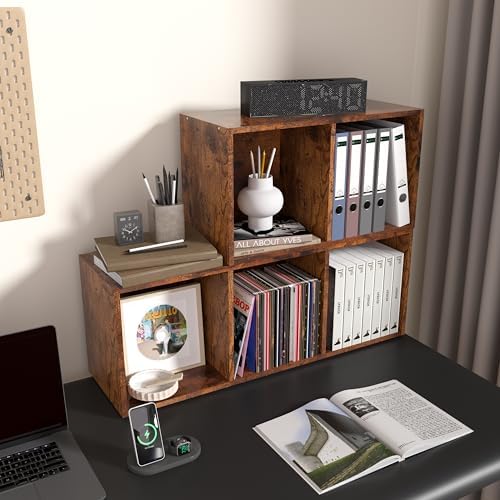 Wooden 2 Cube Storage Organizer, 2 Tier Storage Cubes Storage Display Cubby, Versatile Cubes Shelf and Cubby Organizer f
