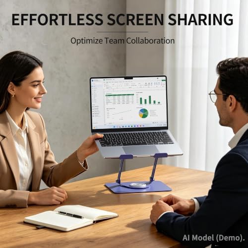 ALASHI Laptop Stand for Desk with 360° Rotating Base, Multi-Angle Adjustable Laptop Stands, Foldable Laptop Riser Compat