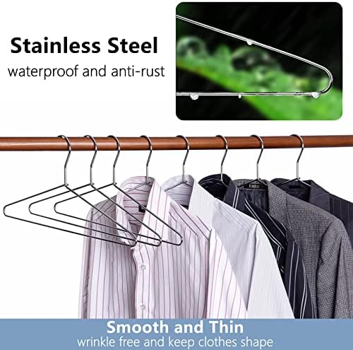 Amber Home 20 Pack Heavy Duty Metal Coat Hangers, Smooth Chrome Hangers