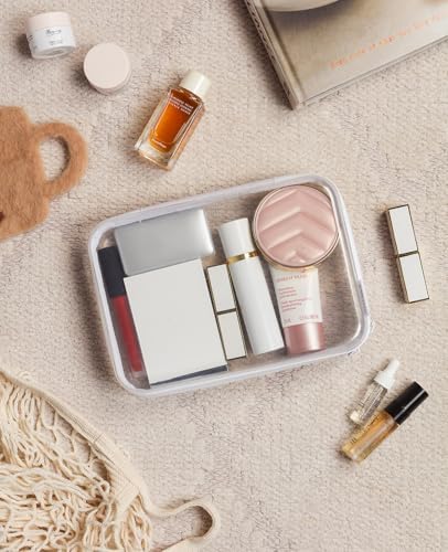 CoiiJoii 6PCS Clear Hard Shell Zipper Case,Portable Cosmetic Bag with Zipper,Kid's Toy Storage Organizer Bins,Hard Plast