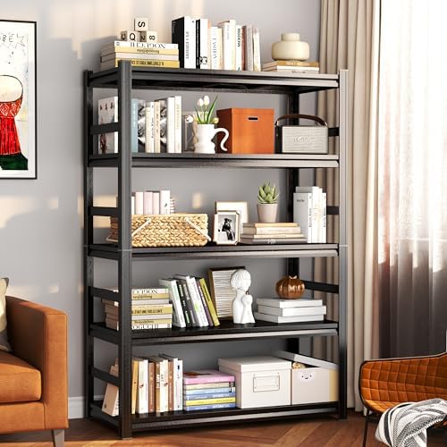 PRESTELION 2-Tier Metal Bookshelf, Adjustable Industrial Bookcase, 22" Tall