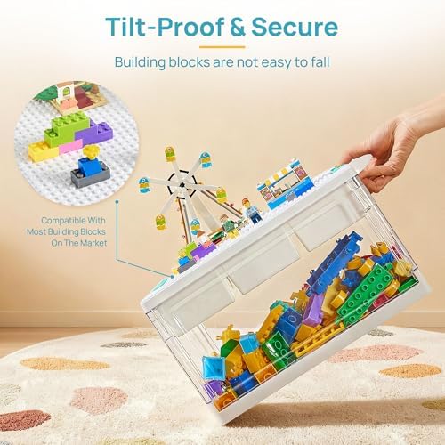 Vtopmart 24 QT Clear Plastic Storage Box with Building Baseplate Lid,1 Pack