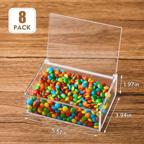 Blulu 8 Pcs Clear Acrylic Box with Lid, 5.51 x 3.94 x 1.97 Inch, Flip Style