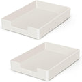 Paper Tray, Letter Tray, 2-Pack Desk Tray Organizer, Plastic A4 Letter-Size Printer Paper Holder, Rectangular Desktop Stackable File Mail Document Storage Container for Office Supplies School Home