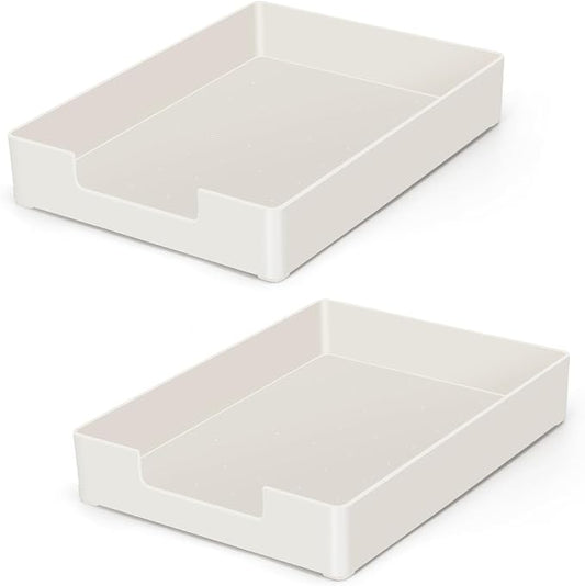 Paper Tray, Letter Tray, 2-Pack Desk Tray Organizer, Plastic A4 Letter-Size Printer Paper Holder, Rectangular Desktop Stackable File Mail Document Storage Container for Office Supplies School Home